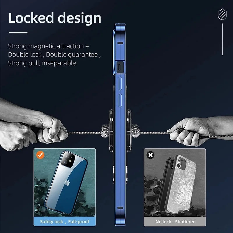 360 funda metálica de alta privacidad, para iPhone 16 15 13 14 Plus 12 Mini 11 Pro Max
