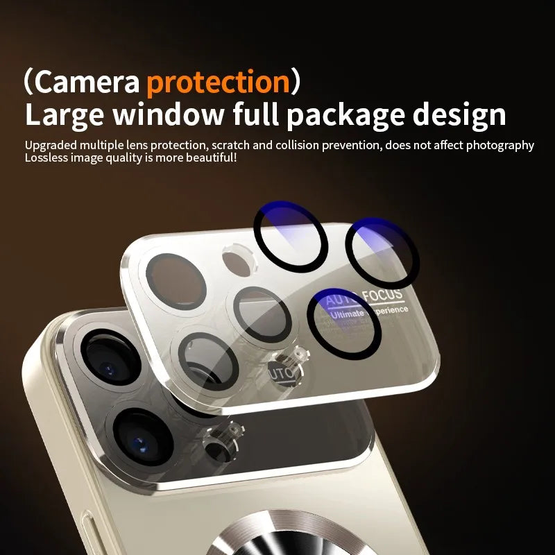 Funda Metálica con Protección de Cámara y Lente de Cristal Compatible con MagSafe